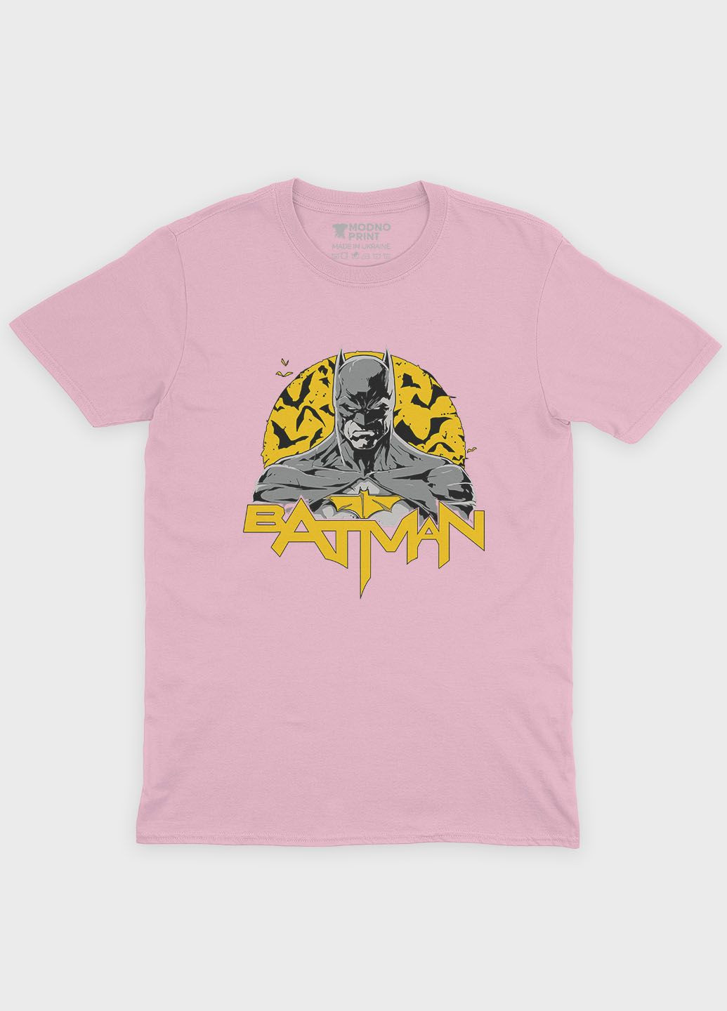 Світло-рожева демісезонна футболка для дівчинки з принтом супергероя - бетмен блідо-рожевий 146-152 см (ts001-1-lpinkj-006-003-011-g) Modno