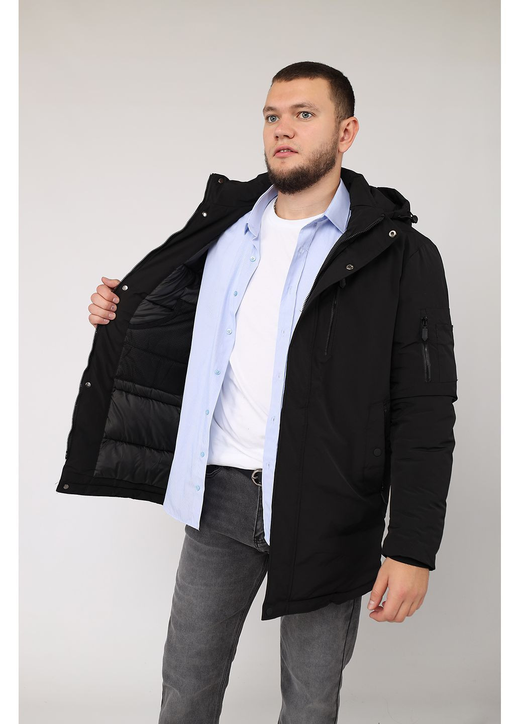 Черная зимняя куртка мужская цвет черный цб-00285102 Yuki