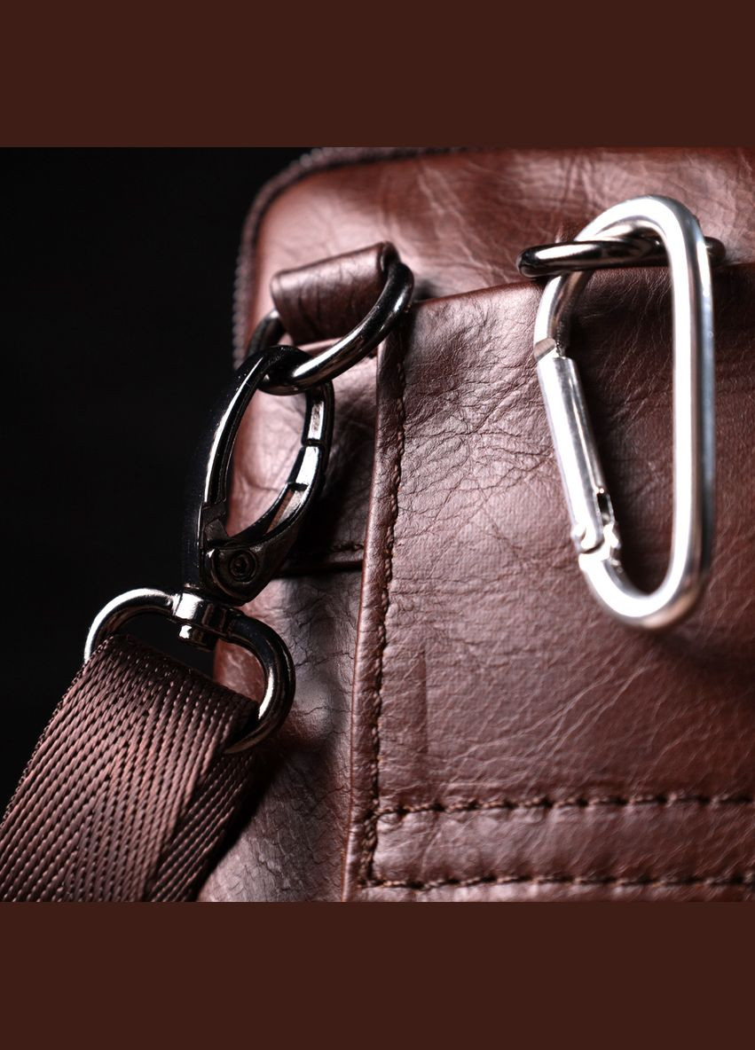 Мужская сумка на пояс из натуральной кожи с основным отделением на молнии коричневая (sku_22564) No Brand (328922232)