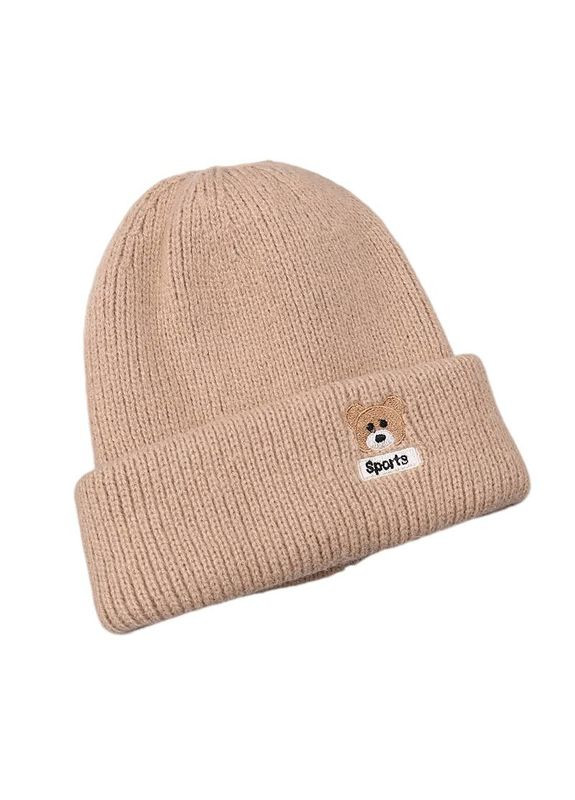 Шапка Bear універсальна унісекс - темно бежева No Brand Шапка біні (315729432)
