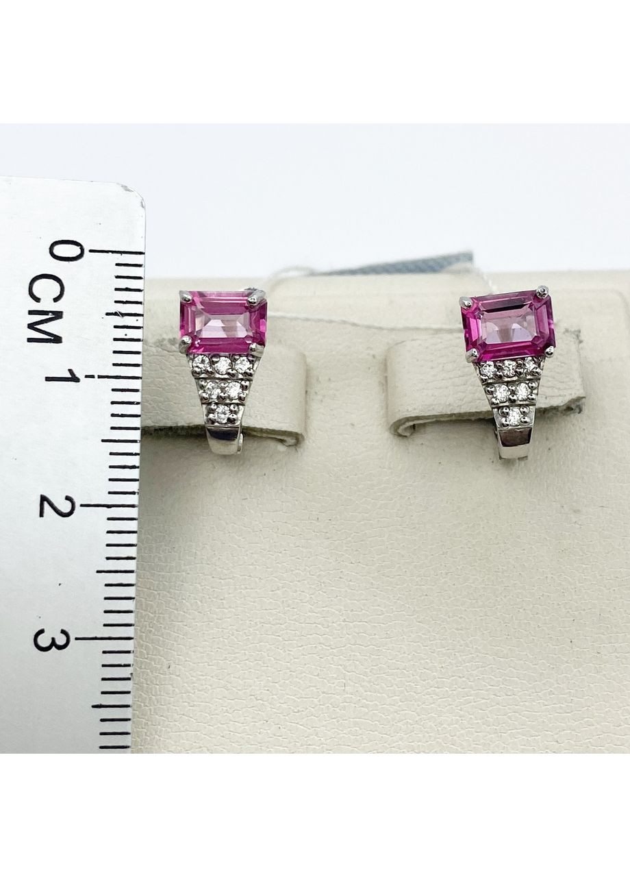 Сережки срібні з рожевим топазом 3,48 г No Brand (369737089)