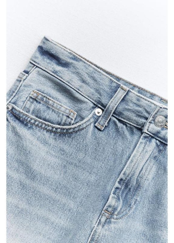Джинсы wide leg средняя посадка широкие уровни прямые голубые Zara - (367983094)