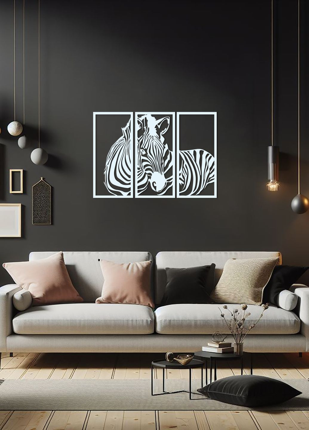 Картина лофт, настенный декор для дома "Зебра модульная картина", декоративное панно 95х135 см Woodyard (292113916)