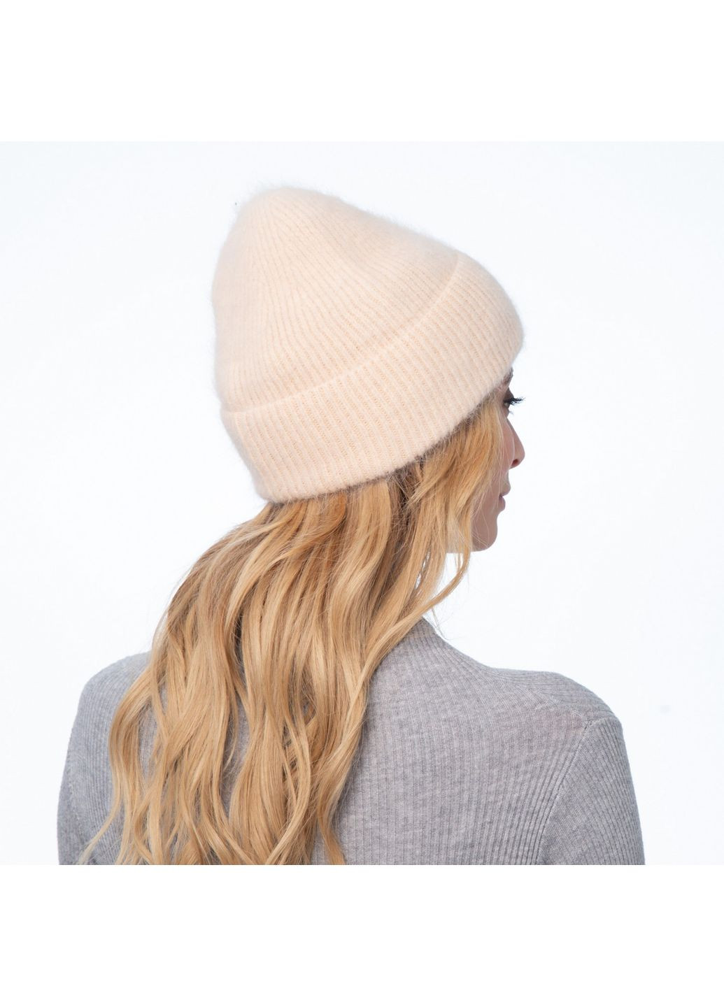 Шапка біні жіноча ангора бежева RACHEL LuckyLOOK 980-755 (322790207)