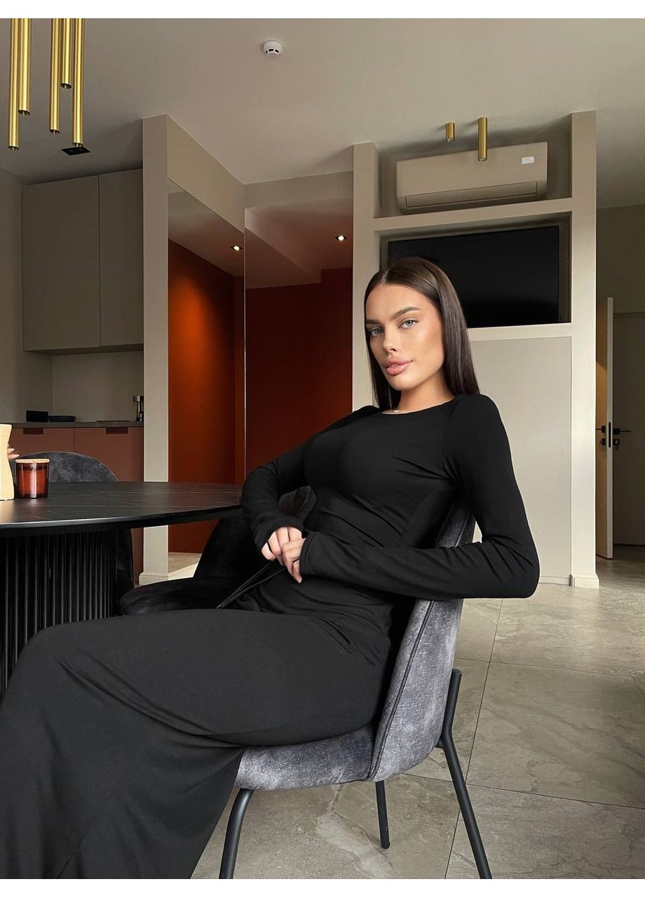 Чорна вечірня сукня «sk!ms» з натуральної віскози — тренд сезону (заміри в описі) GD/GL Модний простір однотонна