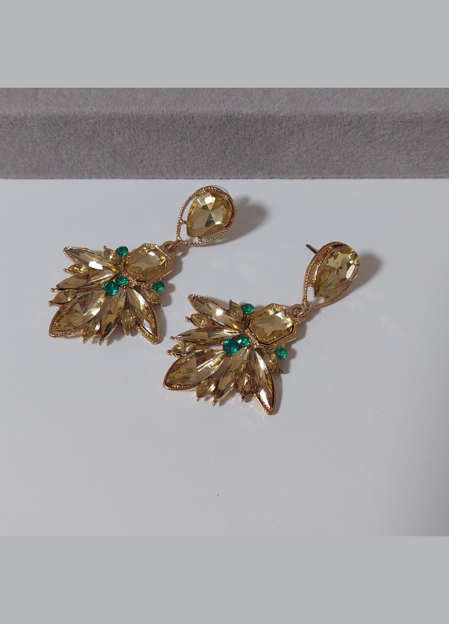 Сережки висячі шампань з камінцями bs005 DeKolie (330641225)
