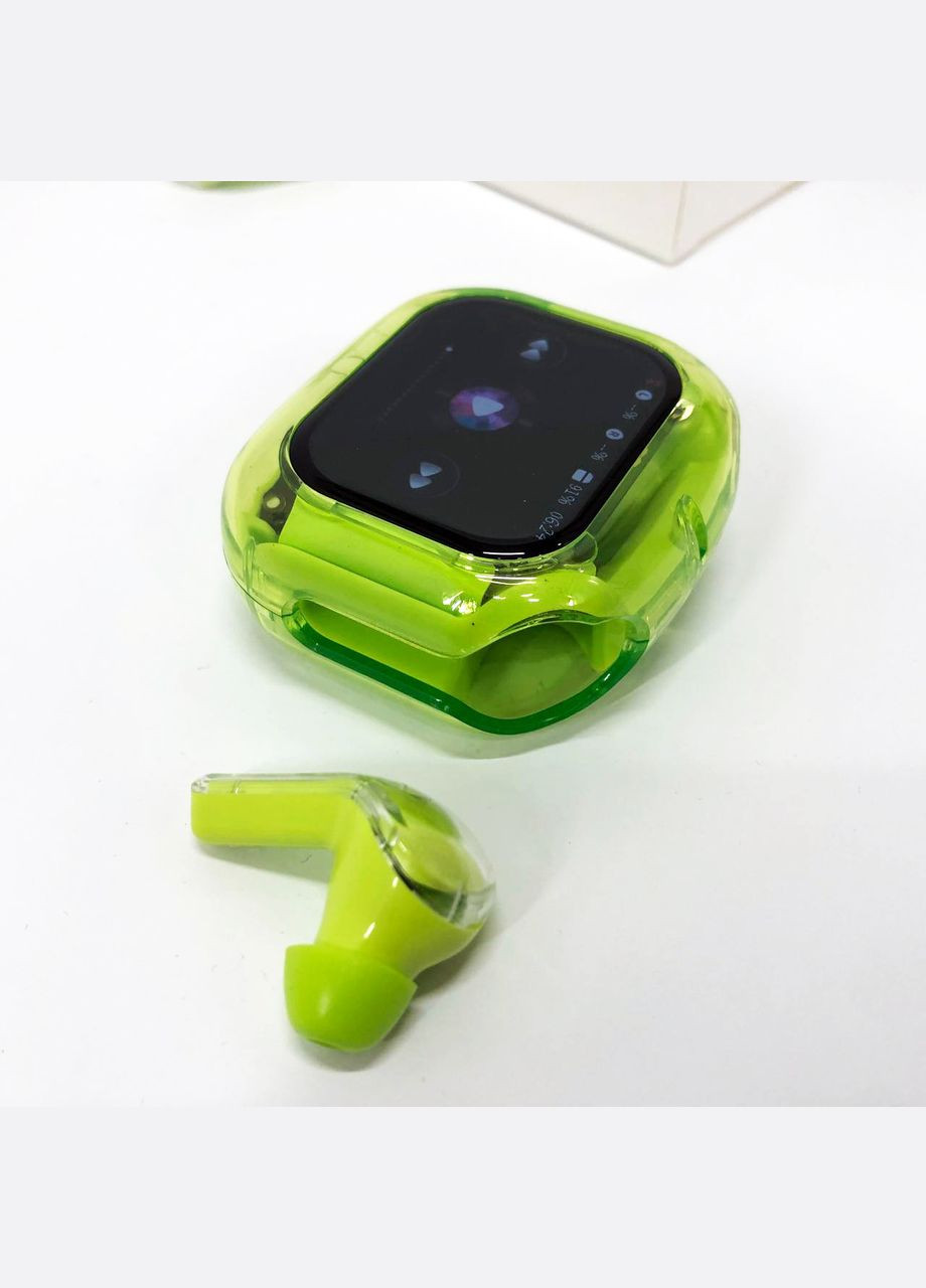 Беспроводные вакуумные наушники TWS с LED дисплеем, влагозащита IPx4 Bluetooth 5.4 с кейсом. Цвет: зеленый No Brand (357346629)