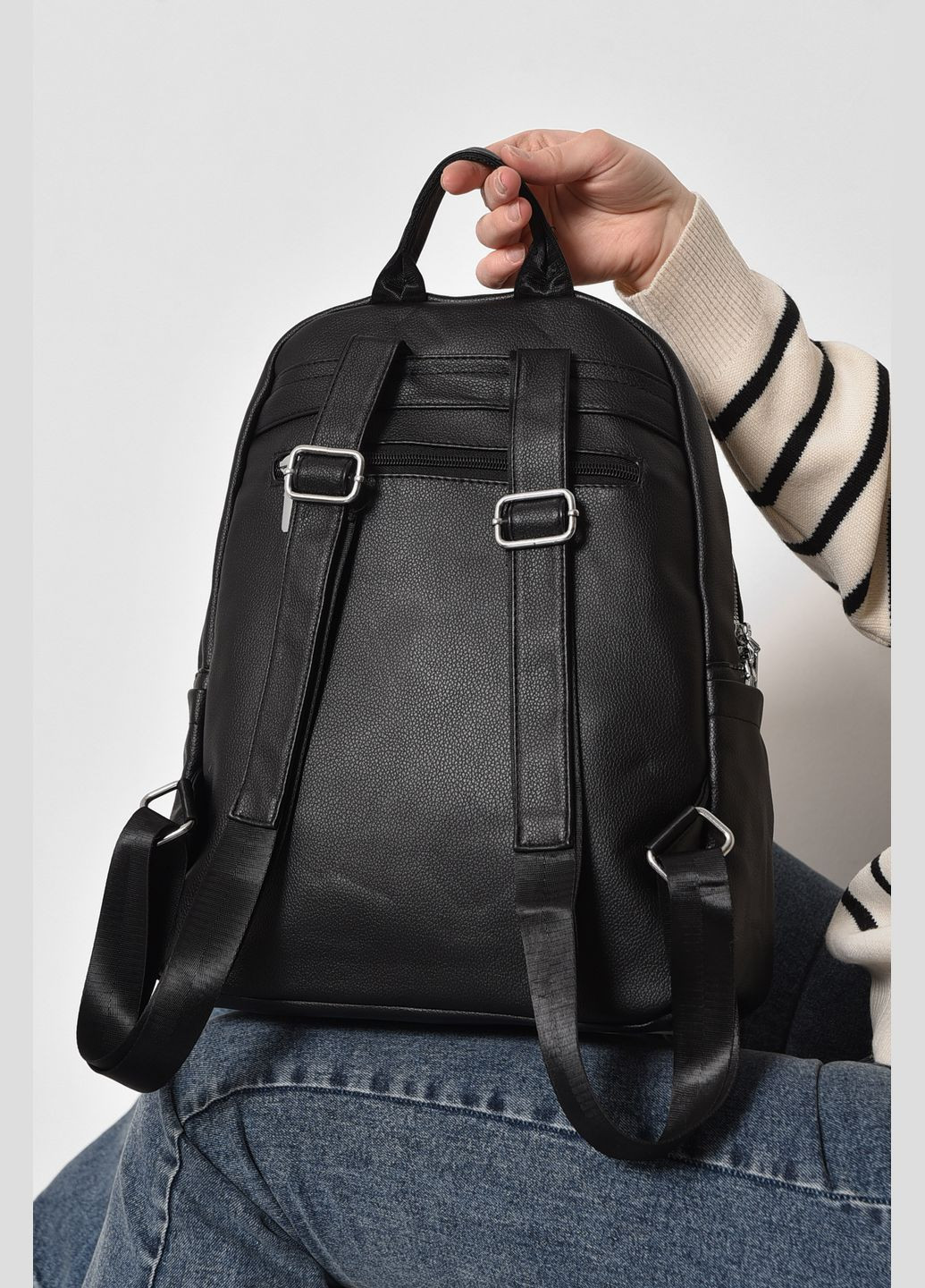 Жіночий рюкзак з екошкіри чорного кольору Let's Shop (278761361)