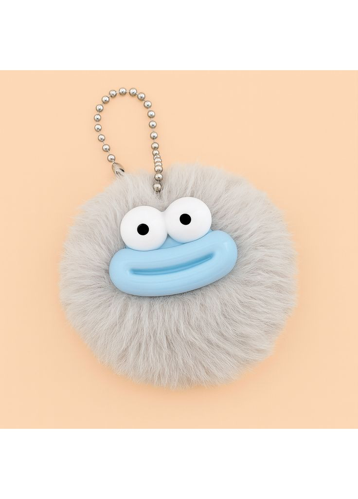Брелок-пушистик с шариковой цепочкой «Funny Face» — мягкий меховой брелок игрушка Серый No Brand (355794639)