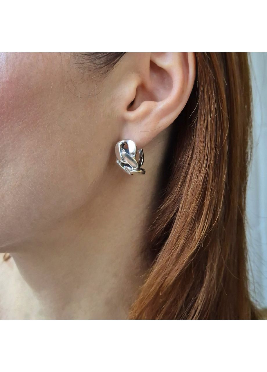 Серебряные серьги без камней Цепь серебро 925 пробы Черненное 2922с 8.37г Nobrand (370438658)