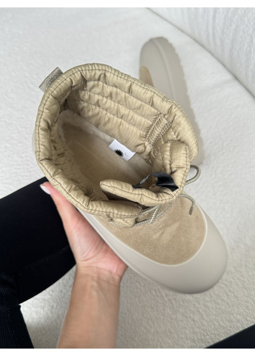 Кроссовки женские и мужские UGG Classic Mini Lace-Up Beige | Угі Класік Міні бежевые демисезоны (372463792)