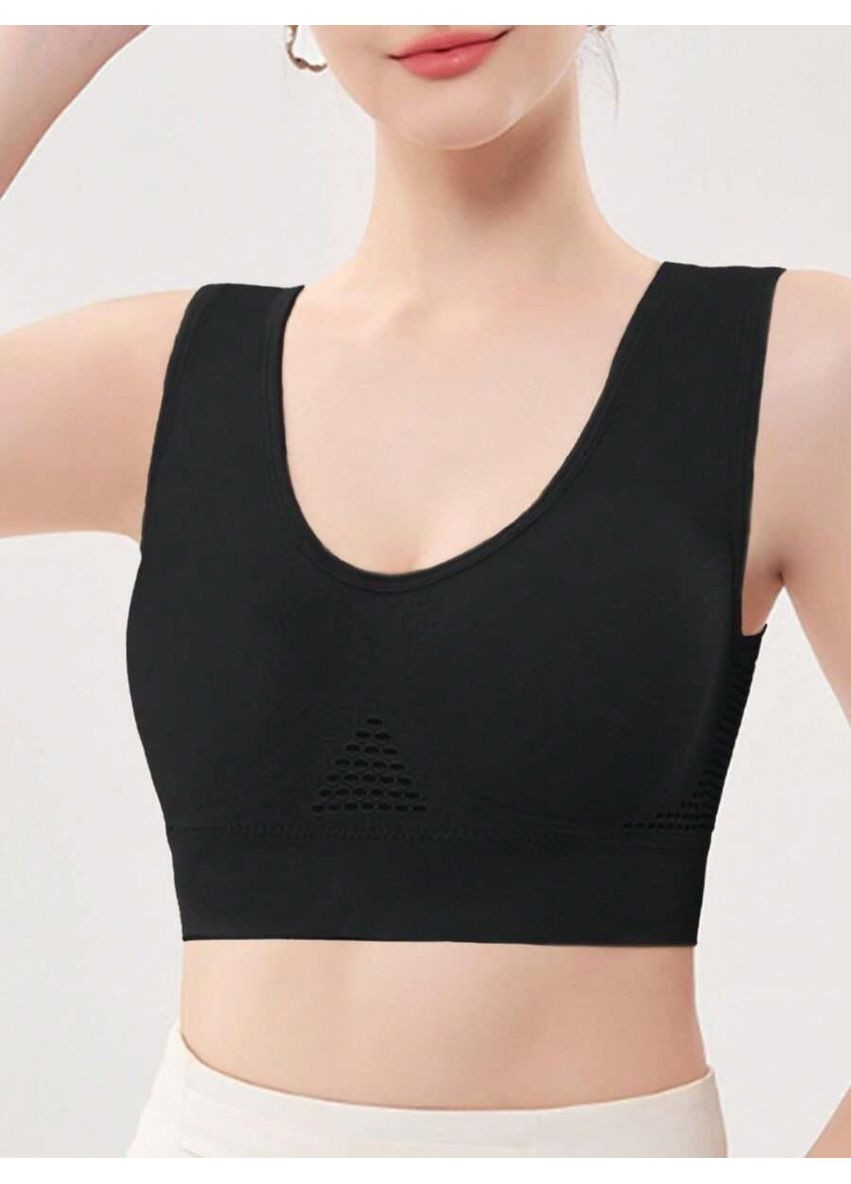 Чёрный спортивный бюстгальтер SHEIN