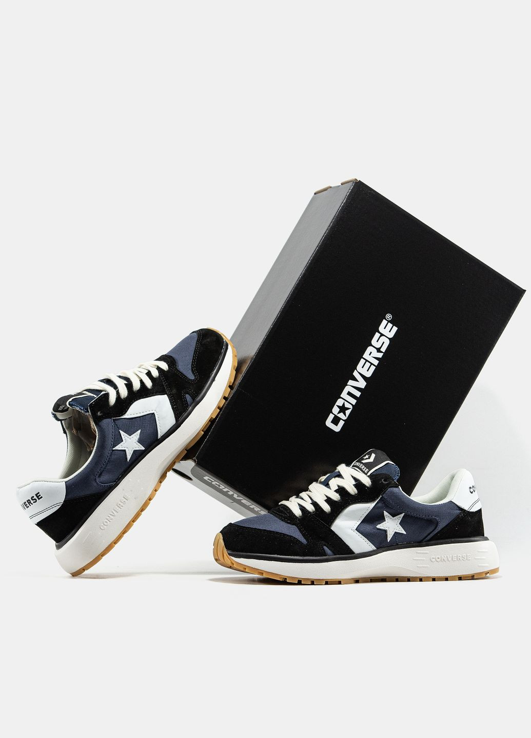 Темно-синие демисезонные кроссовки мужские и женские converse omni trainer blue black white | конверс омни трейнер темно-серые No Brand