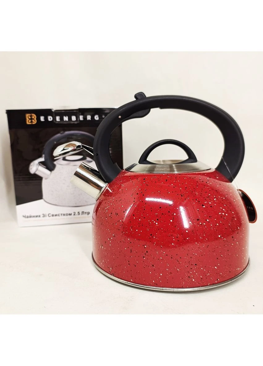 Чайник со свистком EB-1440 с мраморным покрытием 2.5л Red Edenberg (395930236)