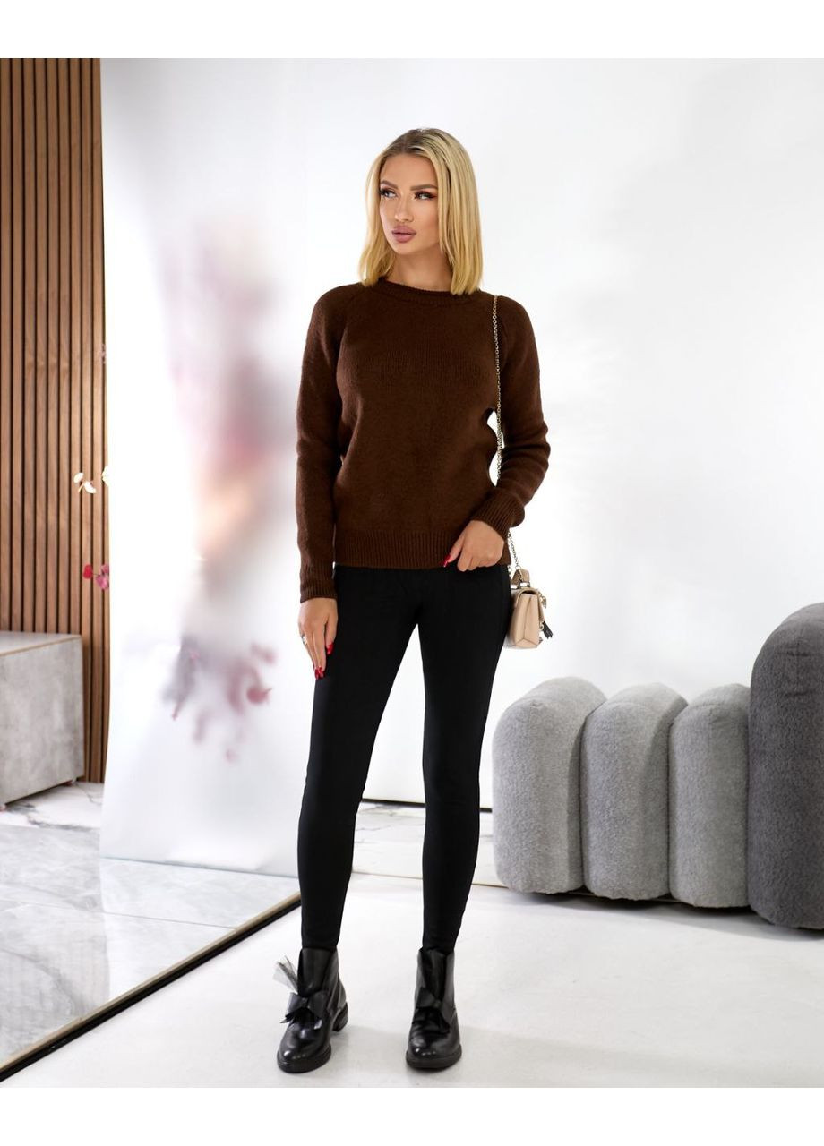 Коричневий демісезонний светр оверсайз теплий 70% вовна, 30% акрил, туреччина — заміри в описі DK/DL Мода без кордонів