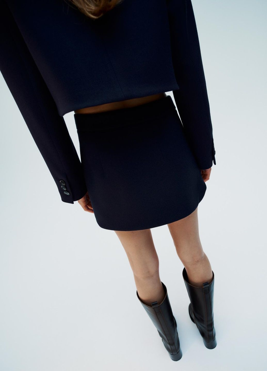 Темно-синяя офисная однотонная юбка Zara