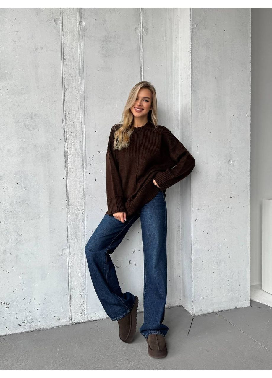 Коричневий демісезонний жіночий светр пуловер No Brand