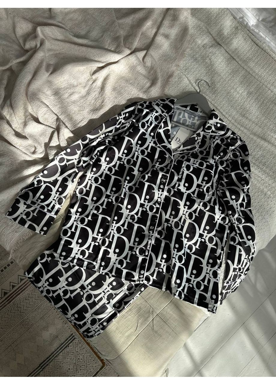 Черная всесезон женская пижама | черная рубашка + брюки Vital-Textile 1000