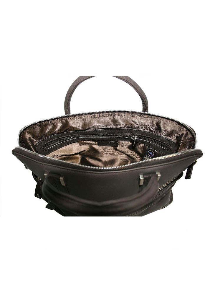 Женская деловая кожаная сумка Contatto 9198-34 moro коричневая Tony Perotti (303831145)