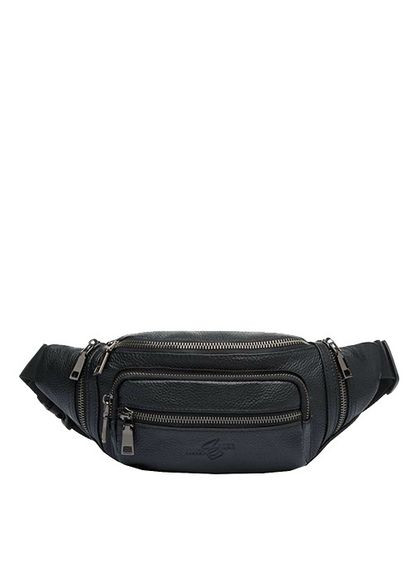 Сумка мужская поясная кожаная бананка черная (Д/Ш/В) 35/5/18 (см) No Brand (336912544)