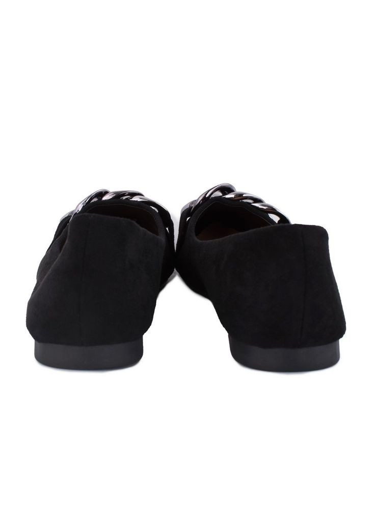 Женские черные замшевые балетки L&M | чёрные однотонные цепочки искусственная замша (318678847)