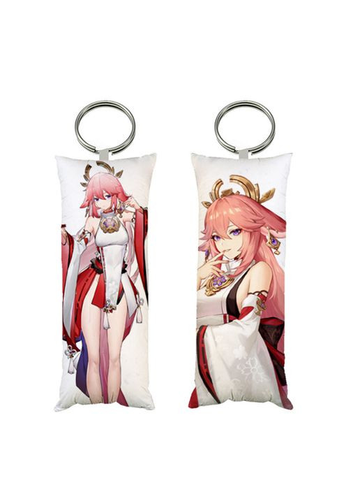 Брелок мини-дакимакура Яэ Мико Геншин импакт Genshin Impact двухсторонний 4х10 см (br0098) No Brand (327007377)