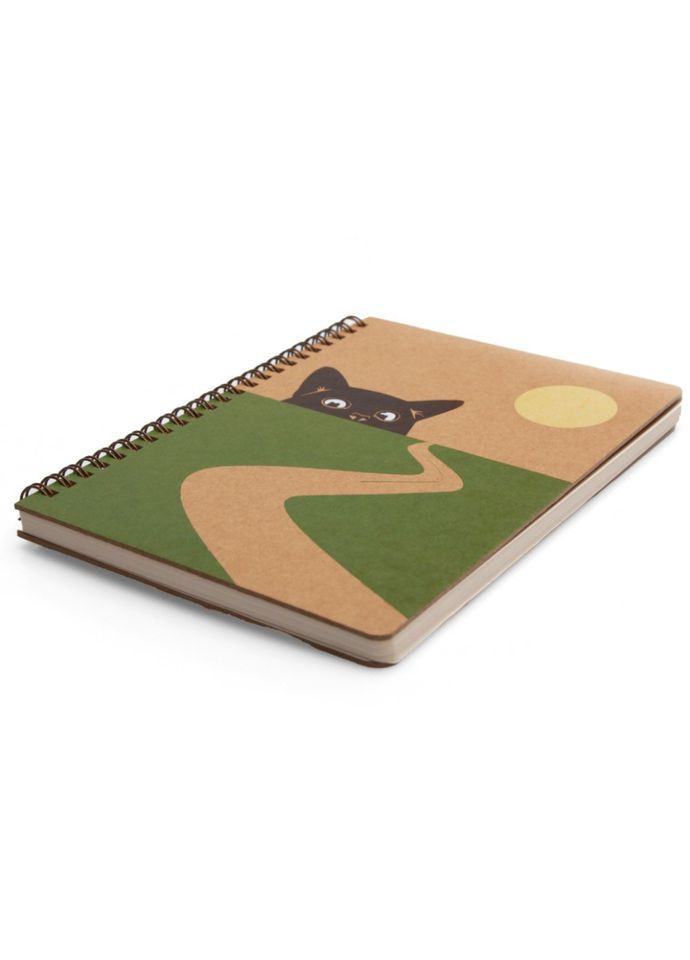 Блокнот "Кіт та дорога" еко крафт картон 11120 T KR формат А5 на пружині Kiri sketch (363202364)