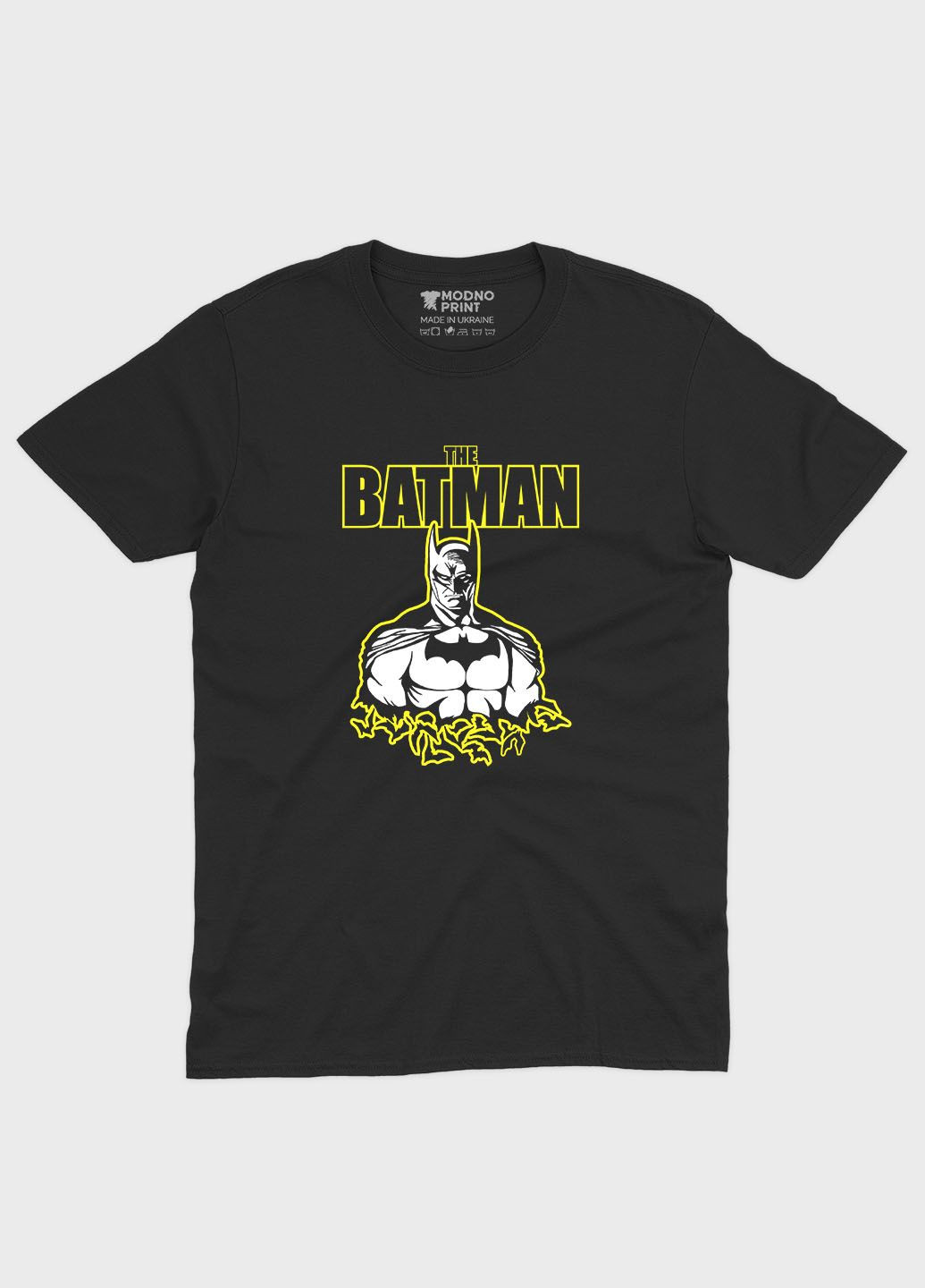 Чорна демісезонна футболка для хлопчика з принтом супергероя - бетмен (ts001-1-bl-006-003-015-b) Modno