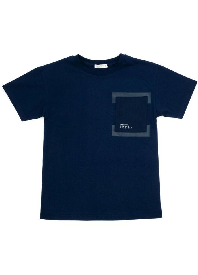 Темно-синя демісезонна футболка дитяча з кишенею (18936-152b-blue) Breeze
