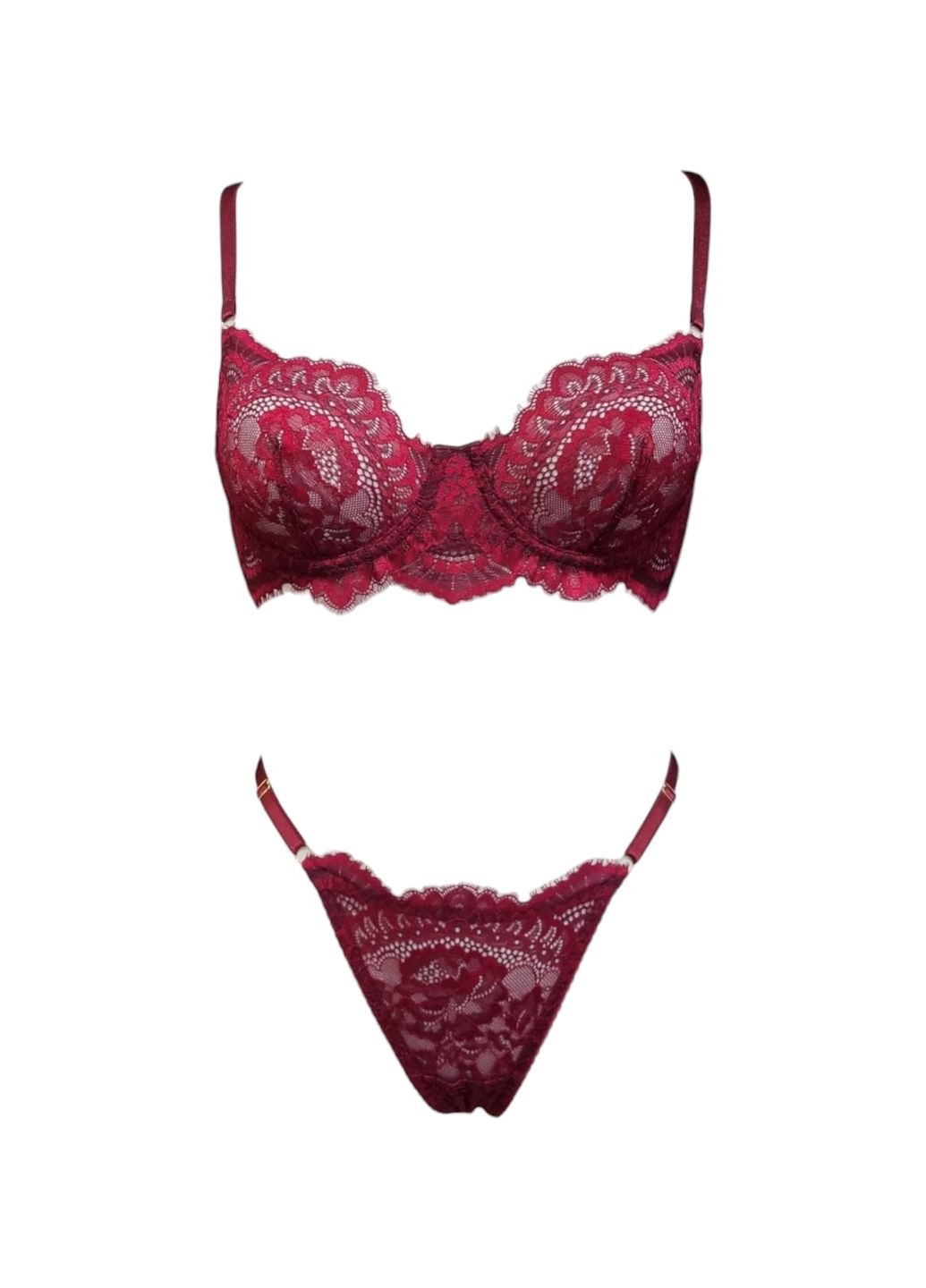 Темно-бордовий демісезонний комплект жіночої білизни Handmade Класична