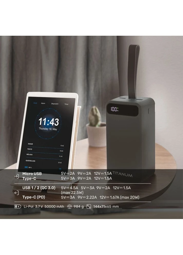 Повербанк 741S 22.5W Black 50000mAh Titanum (387641764)