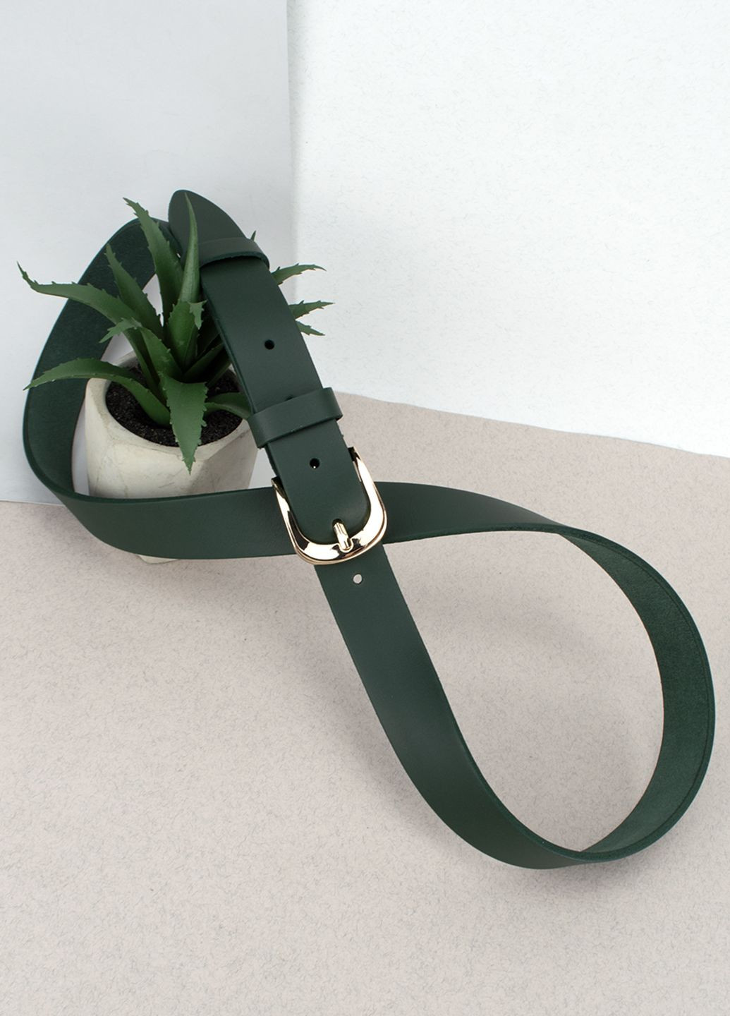 Ремень женский кожаный HC-3081 (125 см) зеленый с золотой пряжкой HandyCover (285104068)
