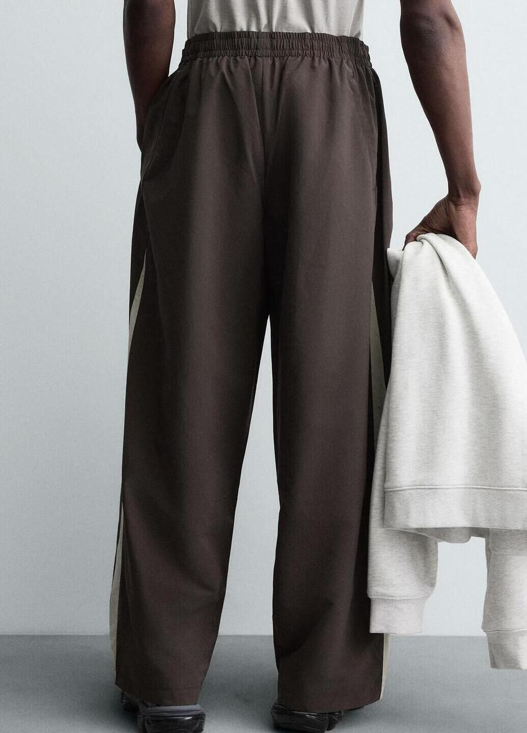 Коричневые кэжуал демисезонные брюки Zara