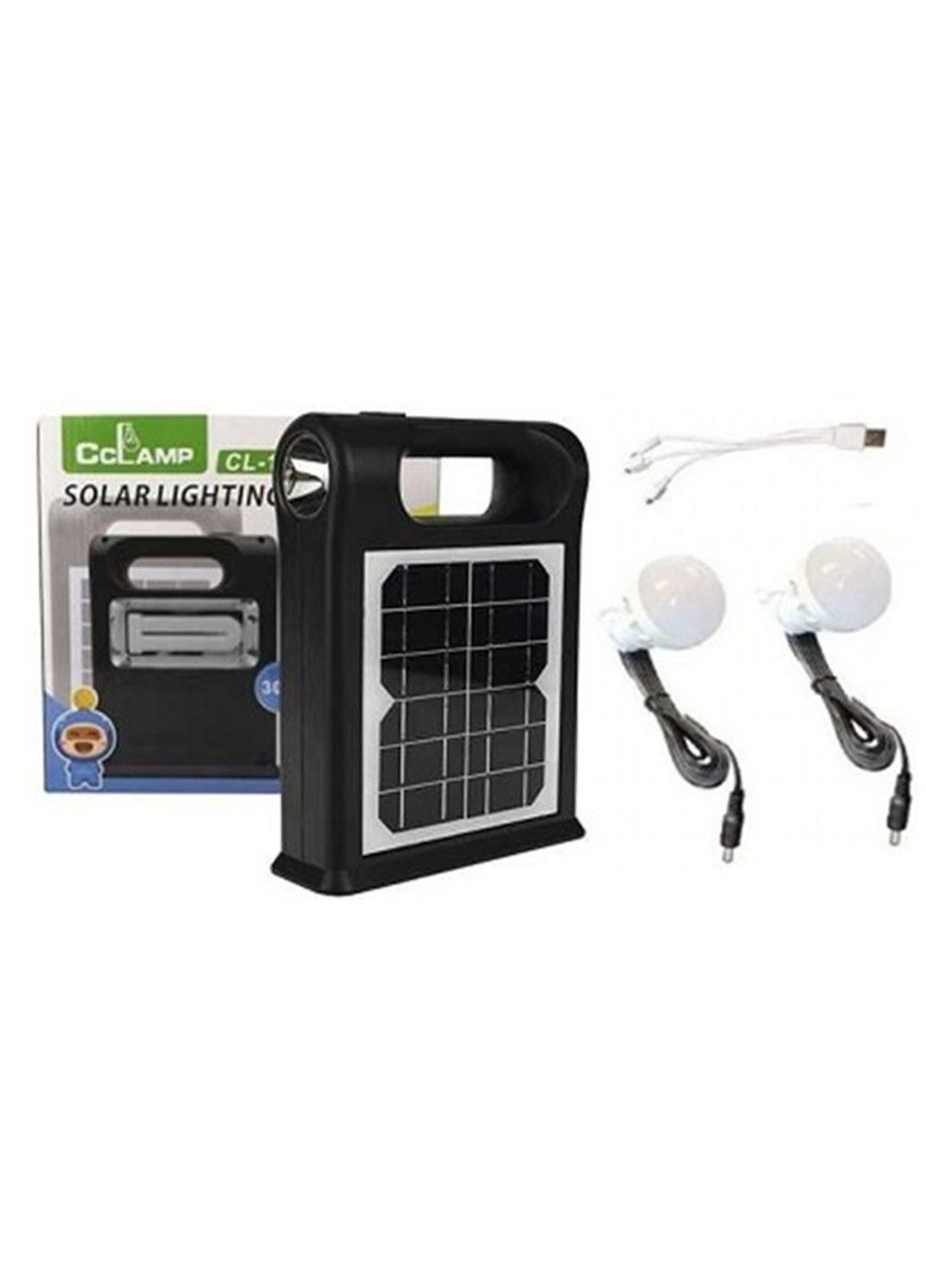 Солнечная зарядная станция + LED фонарь Cclamp CL-12 30W с лампочками + Power Bank No Brand (331639395)