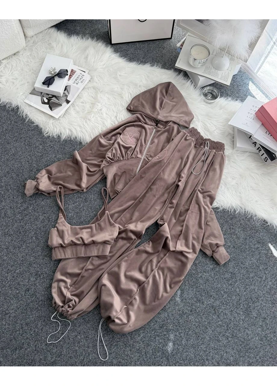 Костюм трійка з вишивкою | велюр No Brand - (393985716)