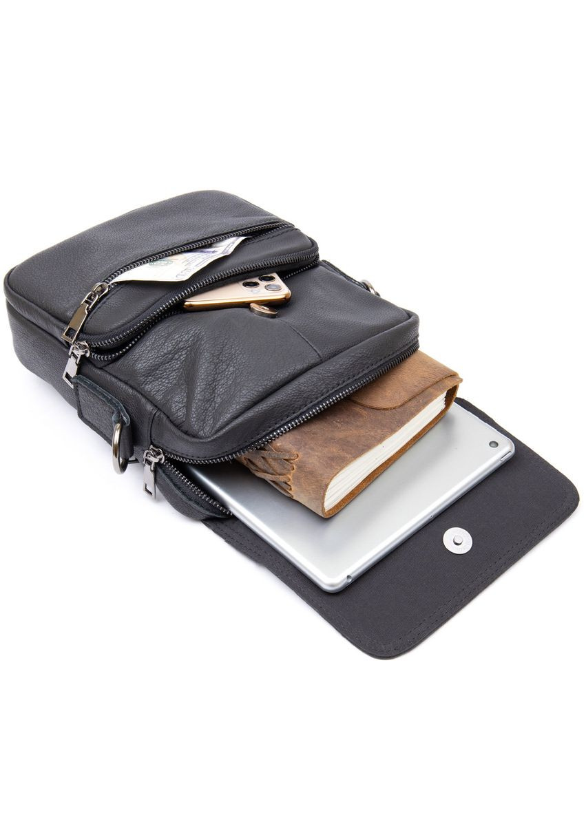 Шкіряна сумка крос боді чоловіча месенджер через плече чорна 20367 Vintage (329196976)