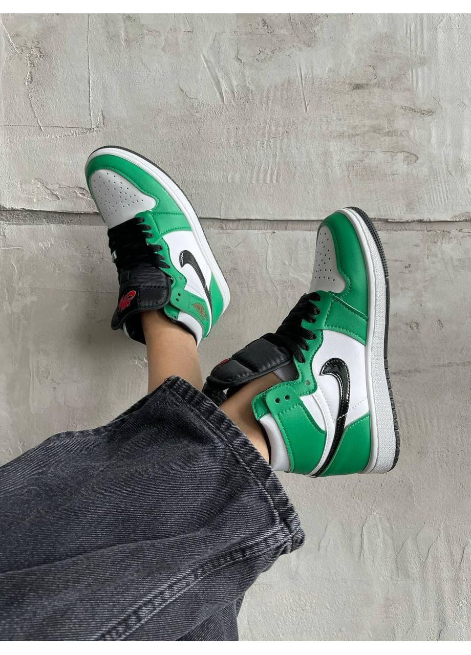 КРОССОВКИ ЖЕНСКИЕ NIKE AIR JORDAN 1 RETRO HIGH GREEN WHITE BLACK НАЙК АИР ДЖОРДАН No Brand серые демисезоны (368862257)