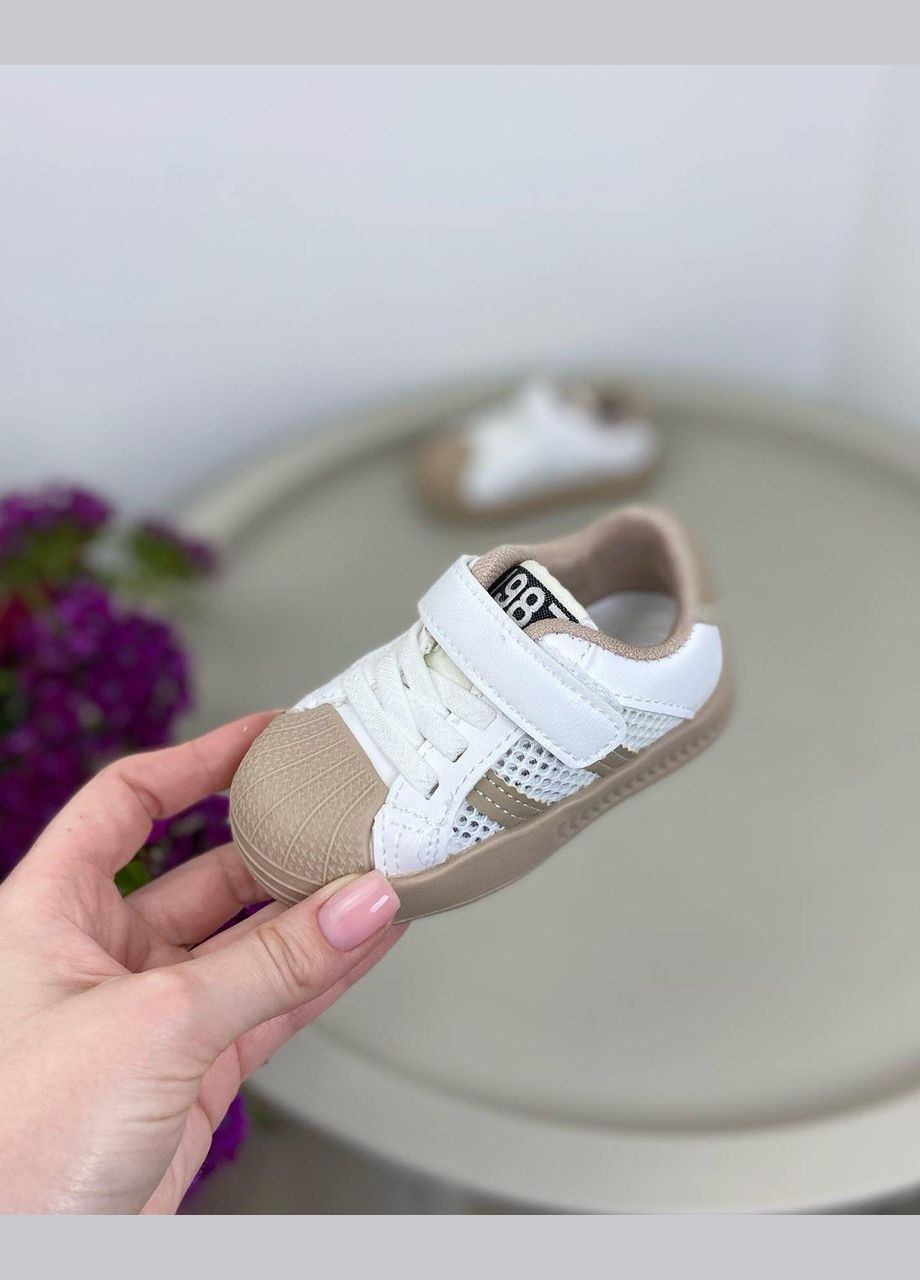 Бежеві літні дитячі кросівки білі 968 No Brand