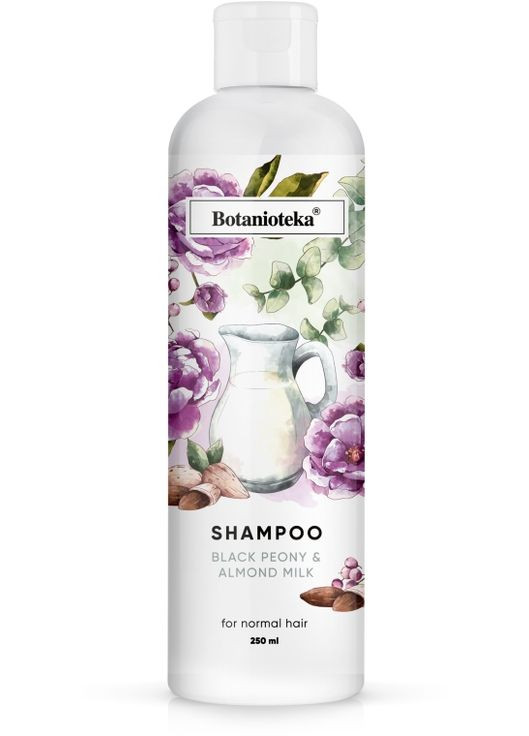 Шампунь для нормального волосся "Чорна півонія і мигдальне молочко" Shampoo For Normal Hair 250ml (822089-31017745) Botanioteka (369125577)