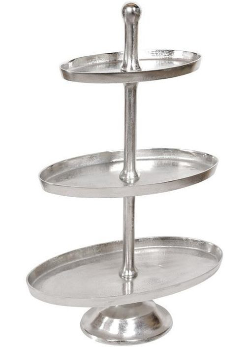 Блюдо фуршетна стійка "Amber" 3 яруси, 101см, овальна, метал, срібло Bona (330020159)