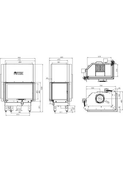 Камінна топка ALBERO AL14RG.H-DBI Cкло декор+додаткове внутрішнє скло цільногнуте Hitze (370385479)