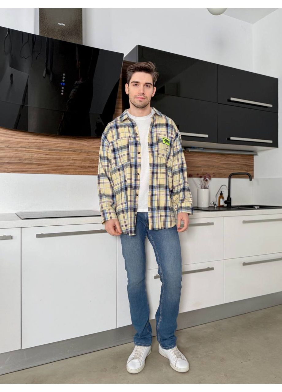 Светло-желтая повседневный рубашка в клетку Україна