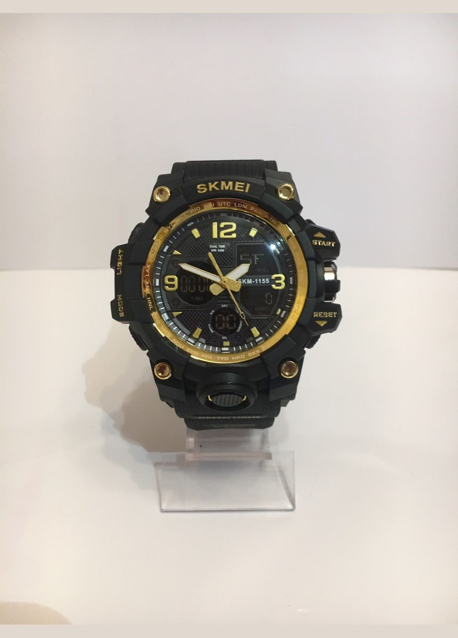 Часы мужские спортивные водостойкие 1155B (Скмей), черный с золотым ( код: IBW164BJ ) Skmei (323139146)