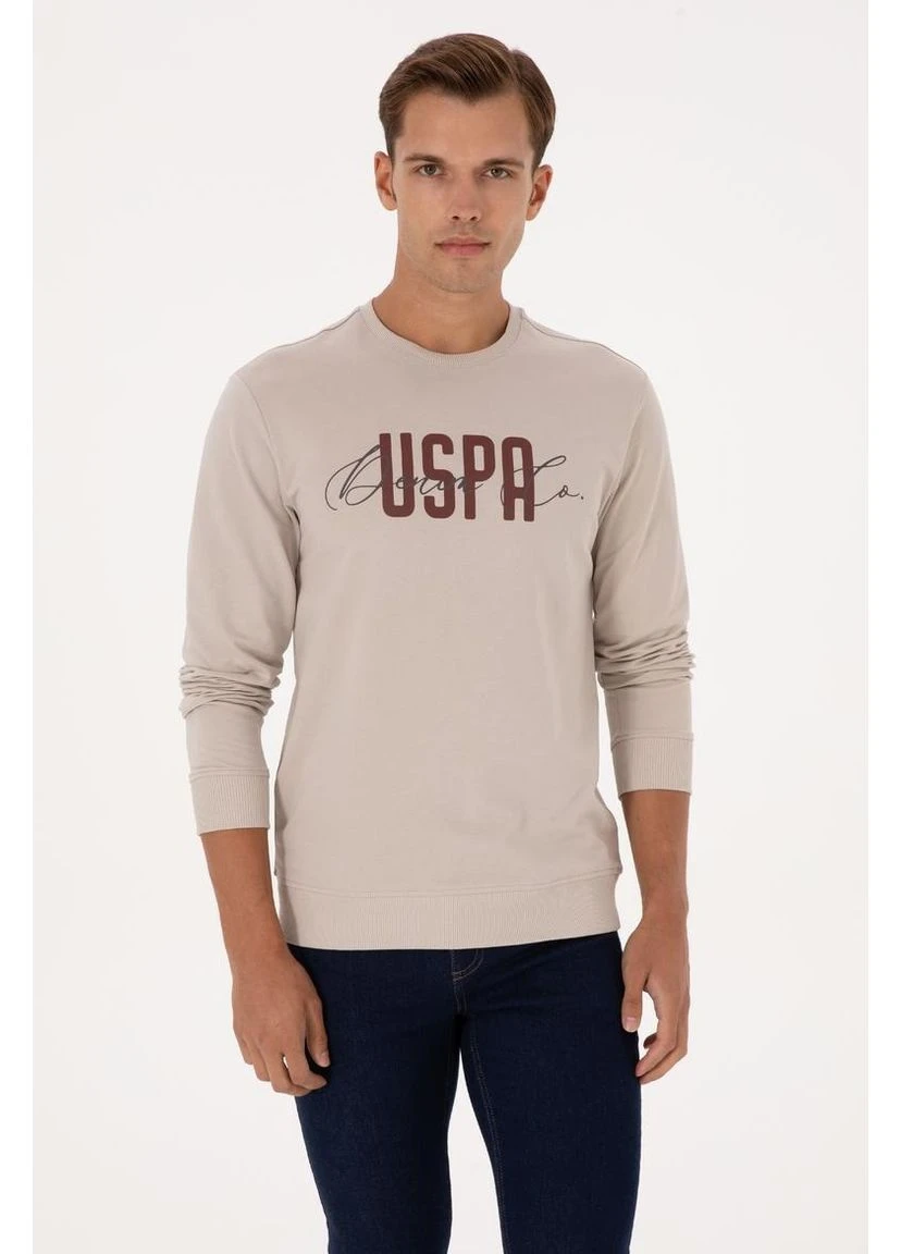 Бежевый свитшот U.S. Polo Assn. надпись без декора (394203206)