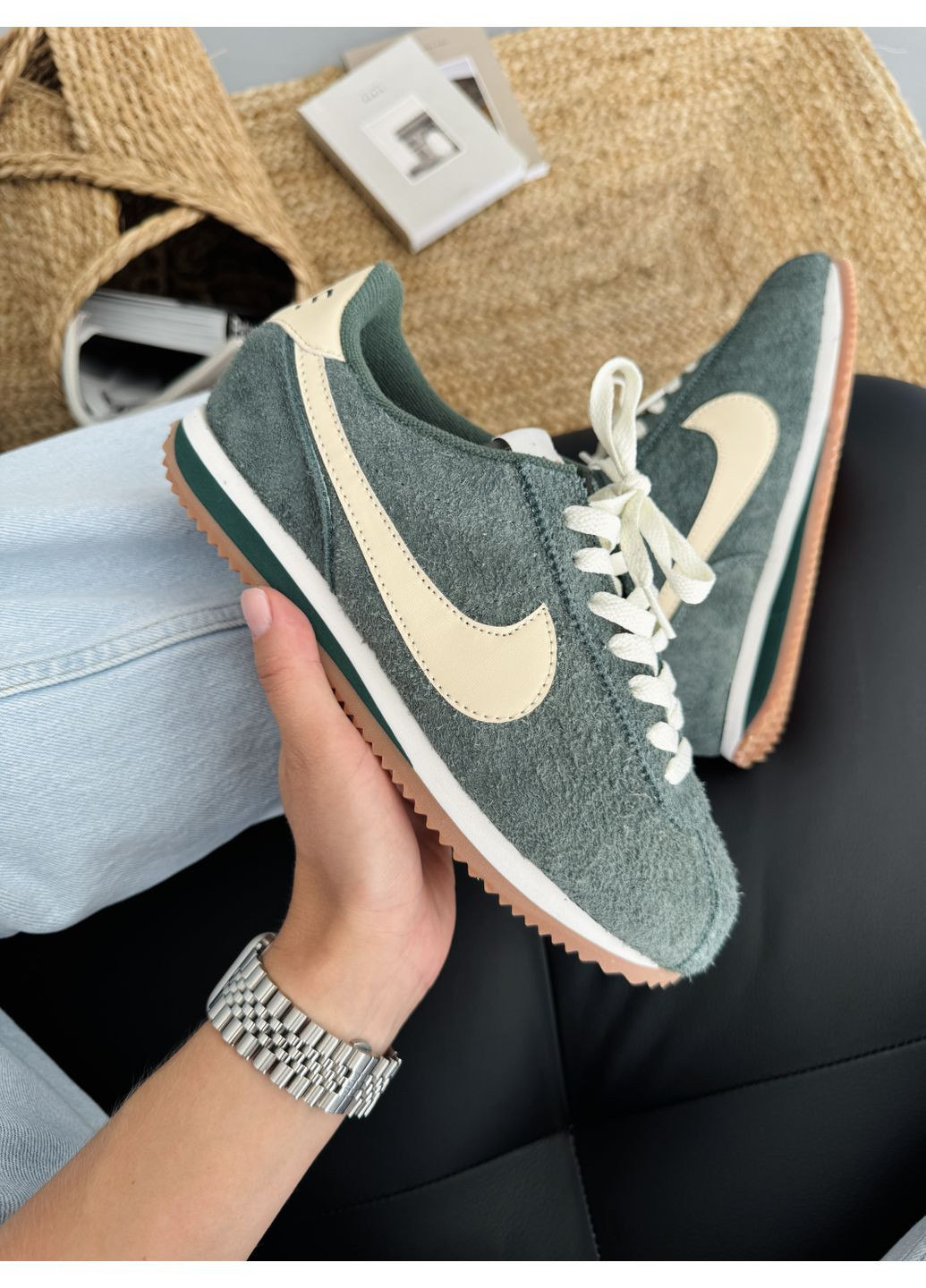 КРОСІВКИ ЖІНОЧІ NIKE CORTEZ VINTAGE GREEN НАЙК КОРТЕЗ No Brand сірі демісезони (367168732)