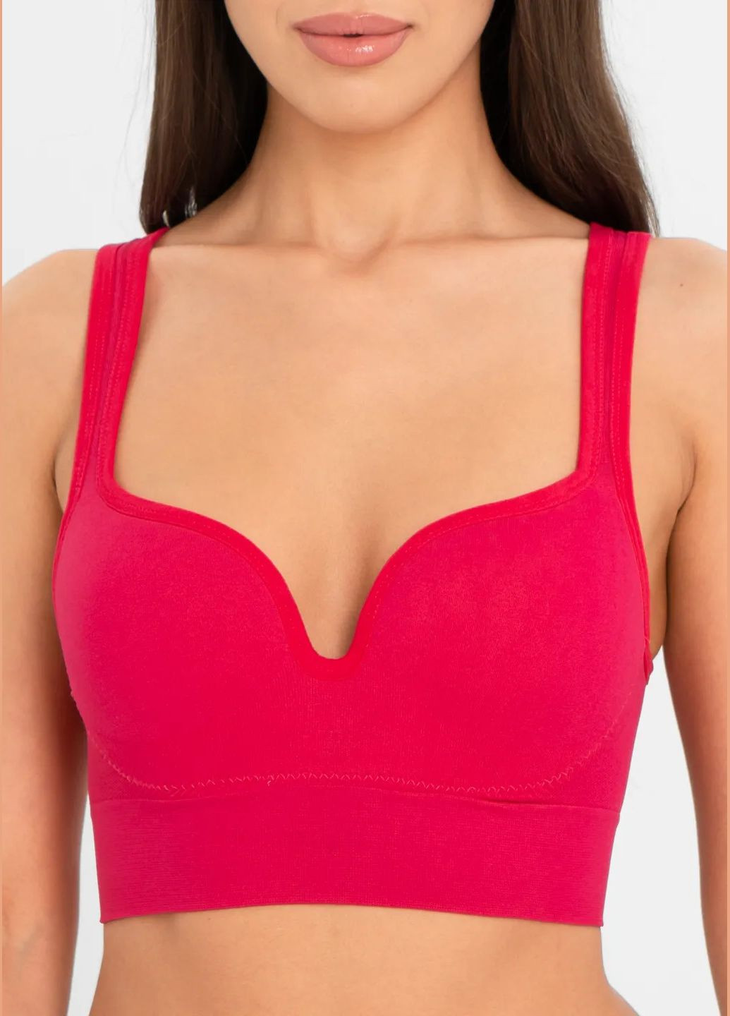 Женский кроп топ с эффектом пуш ап спортивный базовый бюстье с широкими бретельками без застежки для женщин No Brand (296285705)