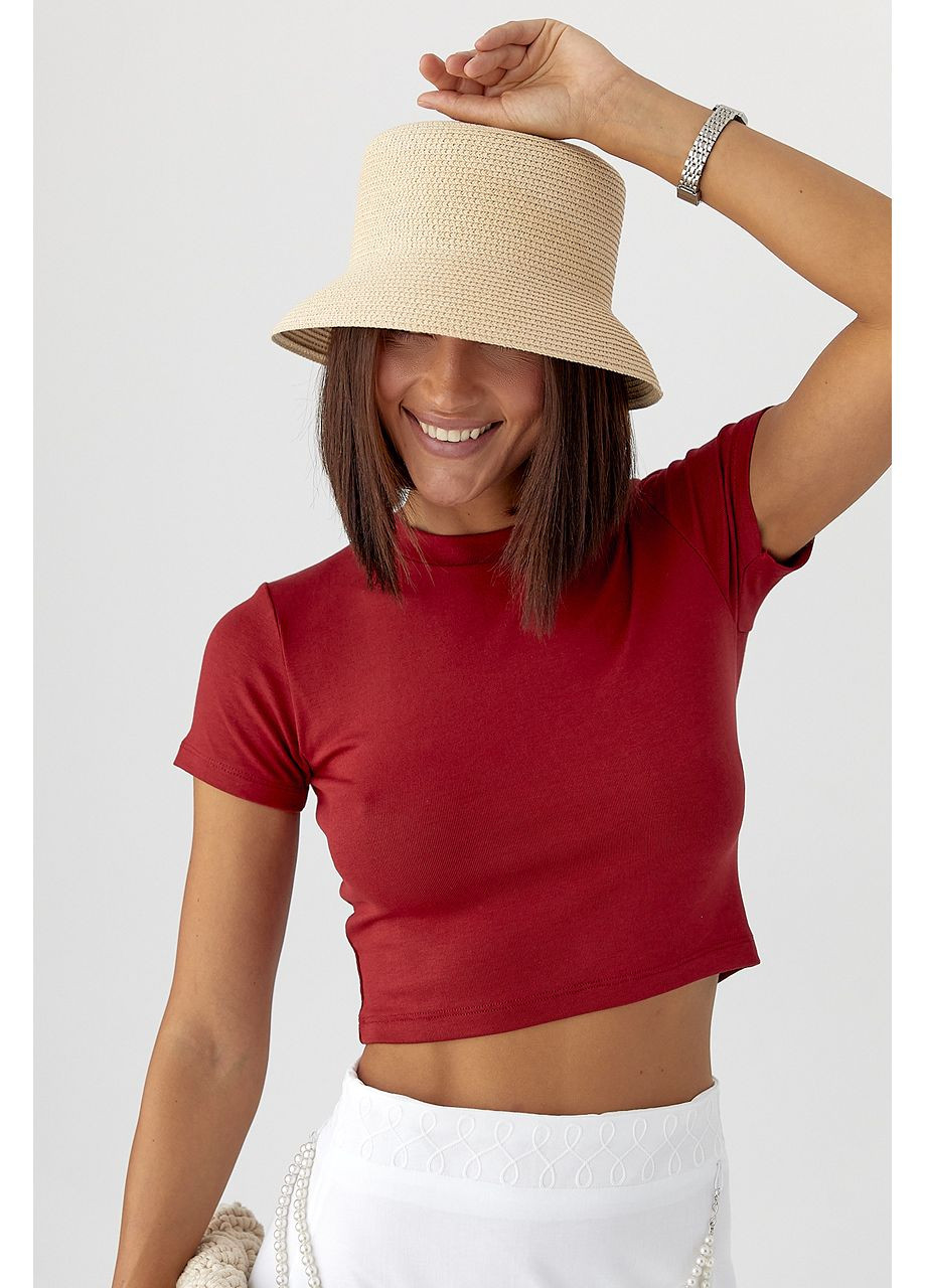 Однотонная футболка Massimo Dutti - темно-красный цвет Lurex - (353306189)