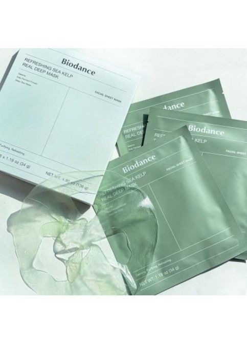 Гидрогелевая маска с морскими водорослями Refreshing Sea Kelp Real Deep Mask, 1 шт Biodance (365841944)