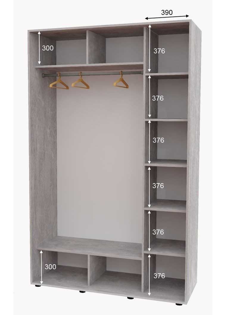 Шафа-купе дводверна 160*60*250 см Індастріал 2 двері ДСП + Дзеркало Алекса (360448315)