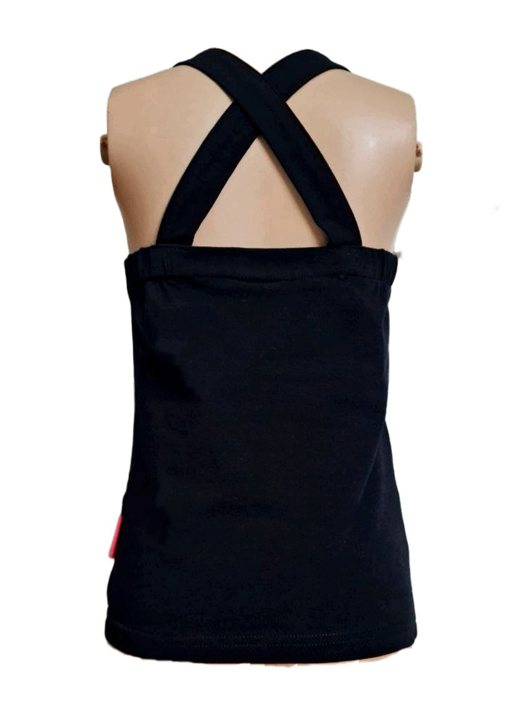 Чорна літня футболка для дівчинки на бретелях 12143402 чорний Coccodrillo